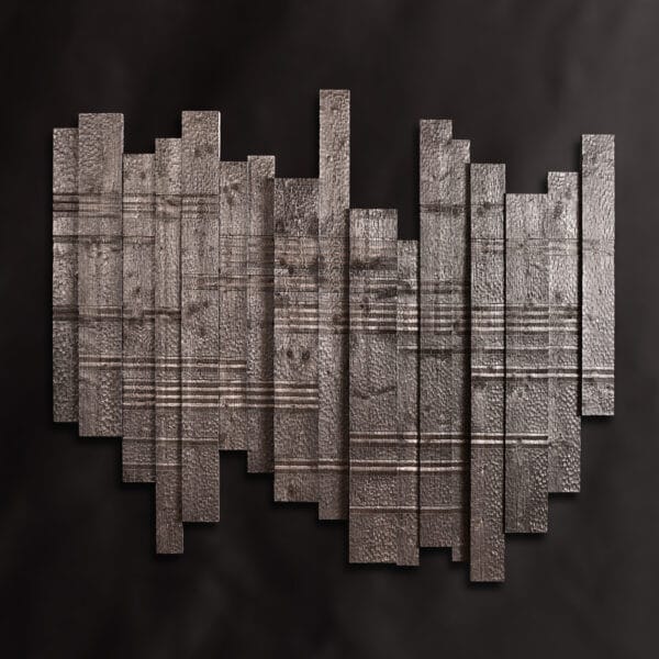 BROUILLARD | Panneau mural en bois sur structure métallique et rail de fixation (2 parties) | Traitement : bois peint | Dimensions : 175x153x6 | Essence : épicéa / provenance locale (Chartreuse)